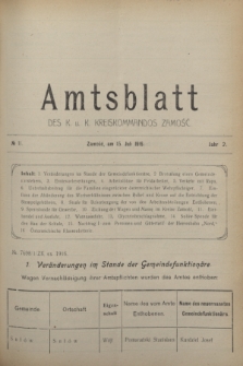 Amtsblatt des K. u. K. Kreiskommandos Zamość.J.2, № 11 (15 Juli 1916)