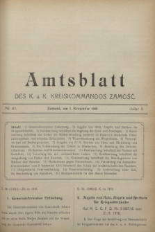 Amtsblatt des K. u. K. Kreiskommandos Zamość.J.2, № 18 (1 November 1916)