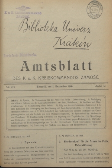 Amtsblatt des K. u. K. Kreiskommandos Zamość.J.2, № 20 (1 Dezember 1916)