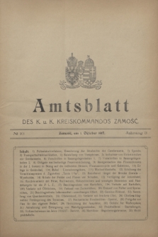 Amtsblatt des K. u. K. Kreiskommandos Zamość.J.3, № 10 (1 Oktober 1917)