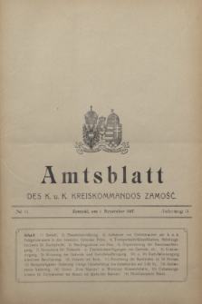 Amtsblatt des K. u. K. Kreiskommandos Zamość.J.3, № 11 (1 November 1917)