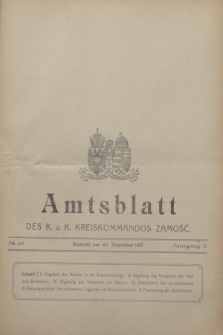 Amtsblatt des K. u. K. Kreiskommandos Zamość.J.3, № 13 (20 Dezember 1917)