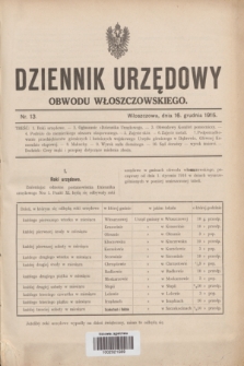 Dziennik Urzędowy Obwodu Włoszczowskiego.1915, nr 13 (16 grudnia)
