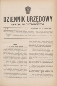 Dziennik Urzędowy Obwodu Włoszczowskiego.1916, nr 4 (27 lutego)