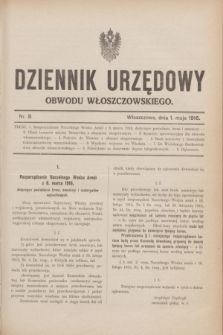 Dziennik Urzędowy Obwodu Włoszczowskiego.1916, nr 8 (1 maja)
