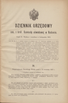 Dziennik Urzędowy ces. i król. Komendy obwodowej w Radomiu.1915, Część 2 (listopad)