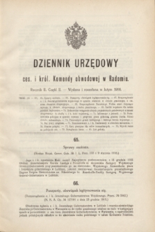 Dziennik Urzędowy ces. i król. Komendy obwodowej w Radomiu.R.2, Część 2 (luty 1916)