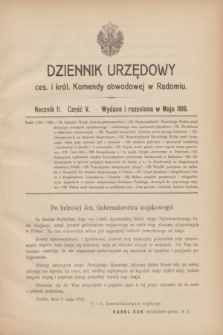 Dziennik Urzędowy ces. i król. Komendy obwodowej w Radomiu.R.2, Część 5 (maj 1916)