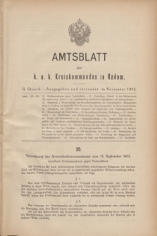 Amtsblatt des k. u. k. Kreiskommandos in Radom.1915, Stueck 2 (November)