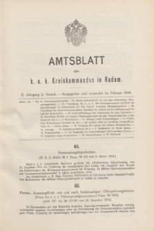 Amtsblatt des k. u. k. Kreiskommandos in Radom.Jg.2, Stueck 2 (Februar 1916)