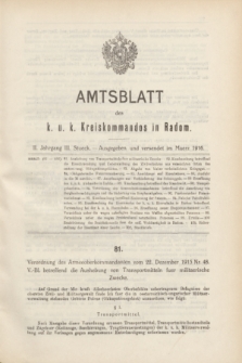 Amtsblatt des k. u. k. Kreiskommandos in Radom.Jg.2, Stueck 3 (Maerz 1916)