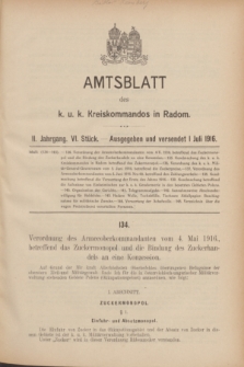 Amtsblatt des k. u. k. Kreiskommandos in Radom.Jg.2, Stück 6 (1 Juli 1916)