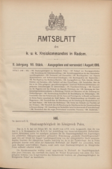 Amtsblatt des k. u. k. Kreiskommandos in Radom.Jg.2, Stück 7 (1 August 1916)