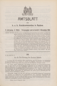 Amtsblatt des k. u. k. Kreiskommandos in Radom.Jg.2, Stück 10 (1 November 1916)
