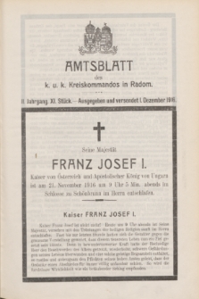 Amtsblatt des k. u. k. Kreiskommandos in Radom.Jg.2, Stück 11 (1 Dezember 1916)