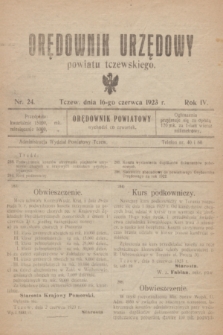 Orędownik Urzędowy powiatu tczewskiego. R.4, nr 24 (16 czerwca 1923)