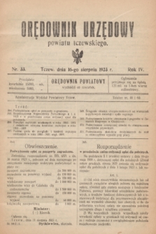 Orędownik Urzędowy powiatu tczewskiego. R.4, nr 33 (16 sierpnia 1923)