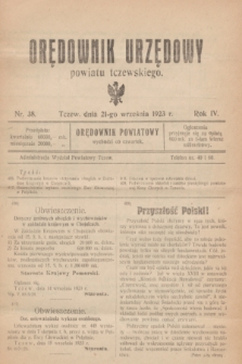 Orędownik Urzędowy powiatu tczewskiego. R.4, nr 38 (21 września 1923)