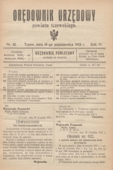 Orędownik Urzędowy powiatu tczewskiego. R.4, nr 42 (18 października 1923)