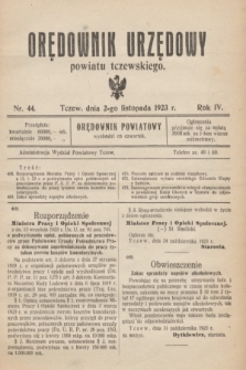 Orędownik Urzędowy powiatu tczewskiego. R.4, nr 44 (2 listopada 1923)