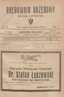 Orędownik Urzędowy powiatu tczewskiego. R.5, nr 13 (27 marca 1924)