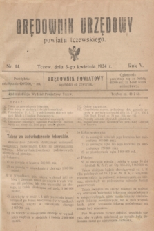 Orędownik Urzędowy powiatu tczewskiego. R.5, nr 14 (3 kwietnia 1924)