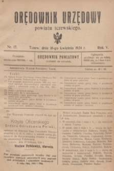 Orędownik Urzędowy powiatu tczewskiego. R.5, nr 17 (18 kwietnia 1924)