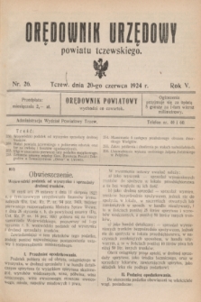 Orędownik Urzędowy powiatu tczewskiego. R.5, nr 26 (20 czerwca 1924)