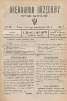Orędownik Urzędowy powiatu tczewskiego. R.5, nr 38 (2 października 1924)