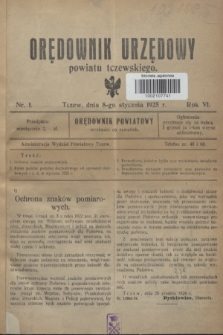 Orędownik Urzędowy powiatu tczewskiego. R.6, nr 1 (8 stycznia 1925)