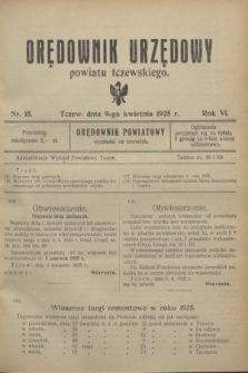 Orędownik Urzędowy powiatu tczewskiego. R.6, nr 15 (9 kwietnia 1925)