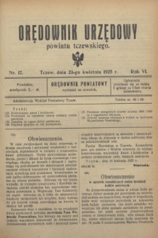 Orędownik Urzędowy powiatu tczewskiego. R.6, nr 17 (23 kwietnia 1925)