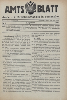 Amtsblatt des k.u.k. Kreiskommandos in Tomaszów.Jg.1, Nr. 2 (15 April 1916)