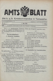 Amtsblatt des k.u.k. Kreiskommandos in Tomaszów.Jg.1, Nr. 3 (1 Mai 1916)