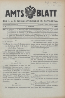 Amtsblatt des k.u.k. Kreiskommandos in Tomaszów.Jg.1, Nr. 6 (15 Juni 1916)