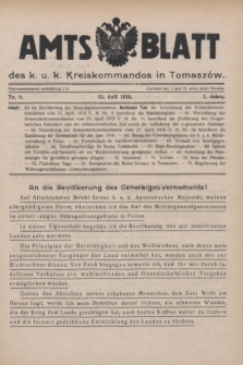 Amtsblatt des k.u.k. Kreiskommandos in Tomaszów.Jg.1, Nr. 8 (15 Juli 1916)