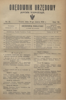 Orędownik Urzędowy powiatu tczewskiego. R.7, nr 12 (25 marca 1926)