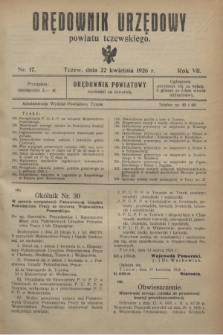 Orędownik Urzędowy powiatu tczewskiego. R.7, nr 17 (22 kwietnia 1926)