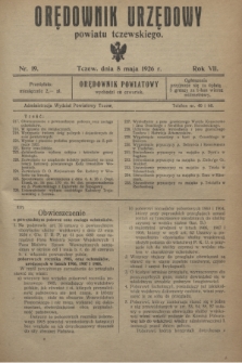 Orędownik Urzędowy powiatu tczewskiego. R.7, nr 19 (8 maja 1926)