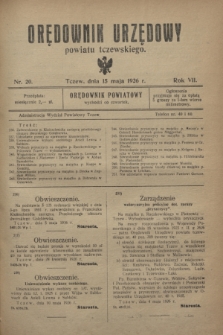 Orędownik Urzędowy powiatu tczewskiego. R.7, nr 20 (15 maja 1926)