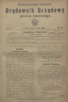 Orędownik Urzędowy powiatu tczewskiego. R.7, nr 21 (14 maja 1926) - wyd. nadzwyczajne