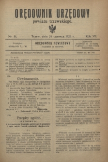 Orędownik Urzędowy powiatu tczewskiego. R.7, nr 31 (26 czerwca 1926)