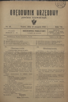 Orędownik Urzędowy powiatu tczewskiego. R.7, nr 37 (12 sierpnia 1926)