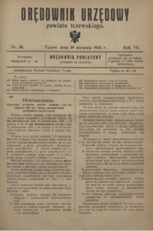 Orędownik Urzędowy powiatu tczewskiego. R.7, nr 38 (19 sierpnia 1926)