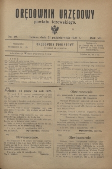 Orędownik Urzędowy powiatu tczewskiego. R.7, nr 49 (21 października 1926)
