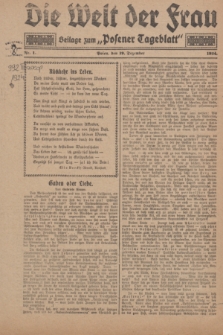 Die Welt der Frau : Beilage zum „Posener Tageblatt”.1924, Nr. 1 (19 Dezember)
