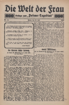 Die Welt der Frau : Beilage zum „Posener Tageblatt”.1927, Nr. 14 (10 Juli)