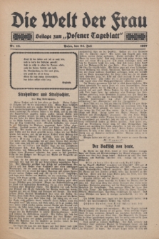 Die Welt der Frau : Beilage zum „Posener Tageblatt”.1927, Nr. 15 (24 Juli)