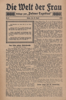 Die Welt der Frau : Beilage zum „Posener Tageblatt”.1928, Nr. 9 (29 April)