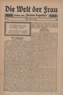 Die Welt der Frau : Beilage zum „Posener Tageblatt”.1928, Nr. 13 (24 Juni)